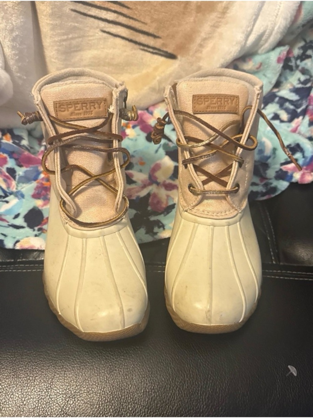 Sperry Two-Tone Beige and Tan Duck Boots